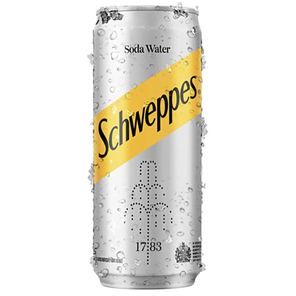 Schweppes Soda Water (สีเงิน) 1 กระป๋อง