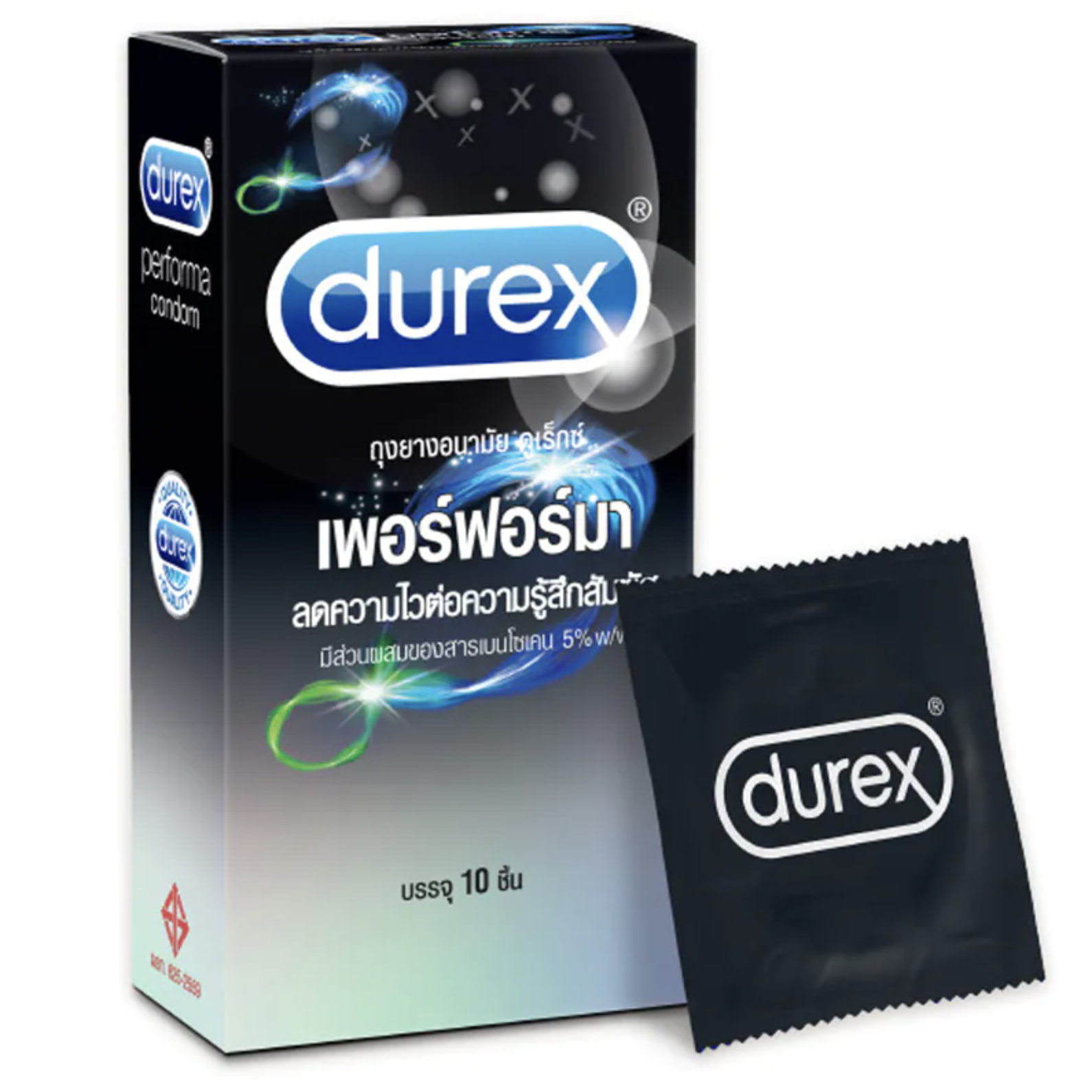 DUREX performa ถุงยางอนามัยดูเร็กซ์ เพอร์ฟอร์มา กล่อง 10 ชิ้น