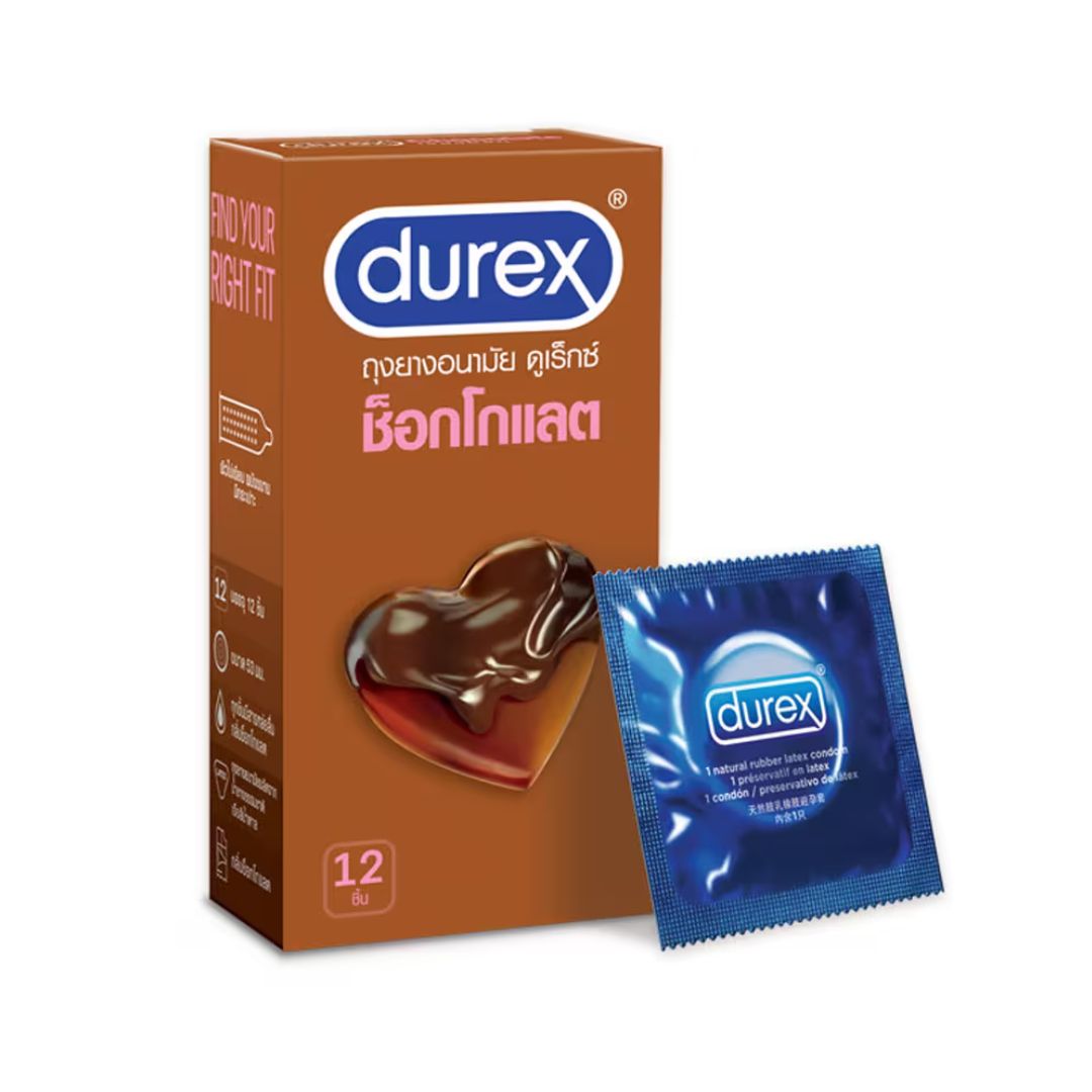 Durex กลิ่นช็อกโกแลต ขนาด 53 มม.บรรจุ 12 ชิ้น 