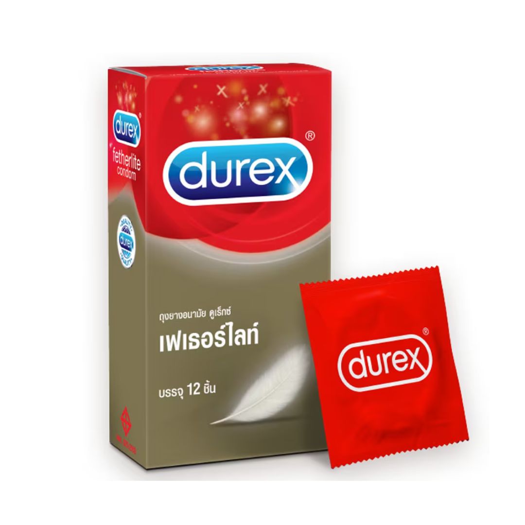 Durex เฟเธอร์ไลท์ ขนาด 52.5 มมบรรจุ 12 ชิ้น 