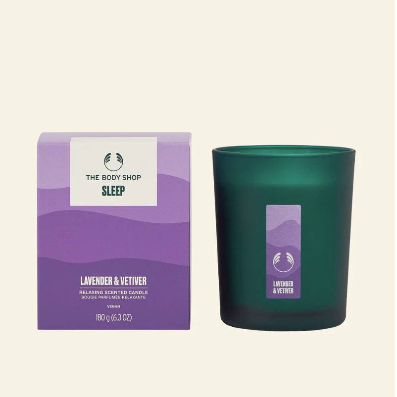 The Body Shop Sleep Lavender&Vetiver Relaxing Scented Candle 180g.