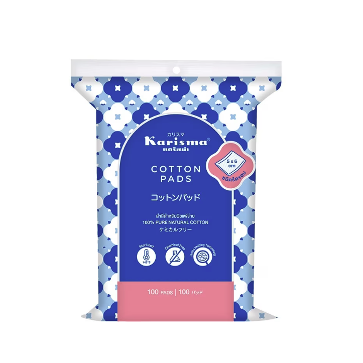 Karisma Cotton Pads สำลีแผ่นรีดขอบ 100 แผ่น
