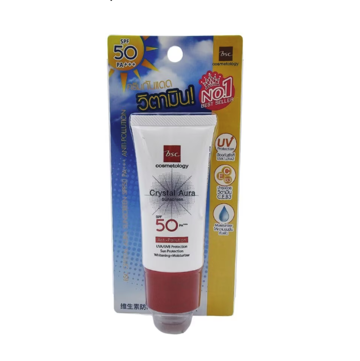 BSC Crystal Aura Sunscreen Spf50 Pa+++ Anti Pollution 20g.