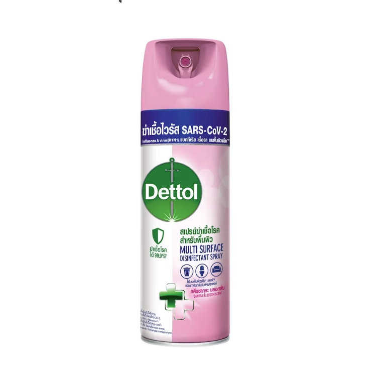 Dettol สเปรย์ฆ่าเชื้อโรค สำหรับพื้นผิว Disinfectant Spray กลิ่นซากุระ บลอสซั่ม 450 ml.
