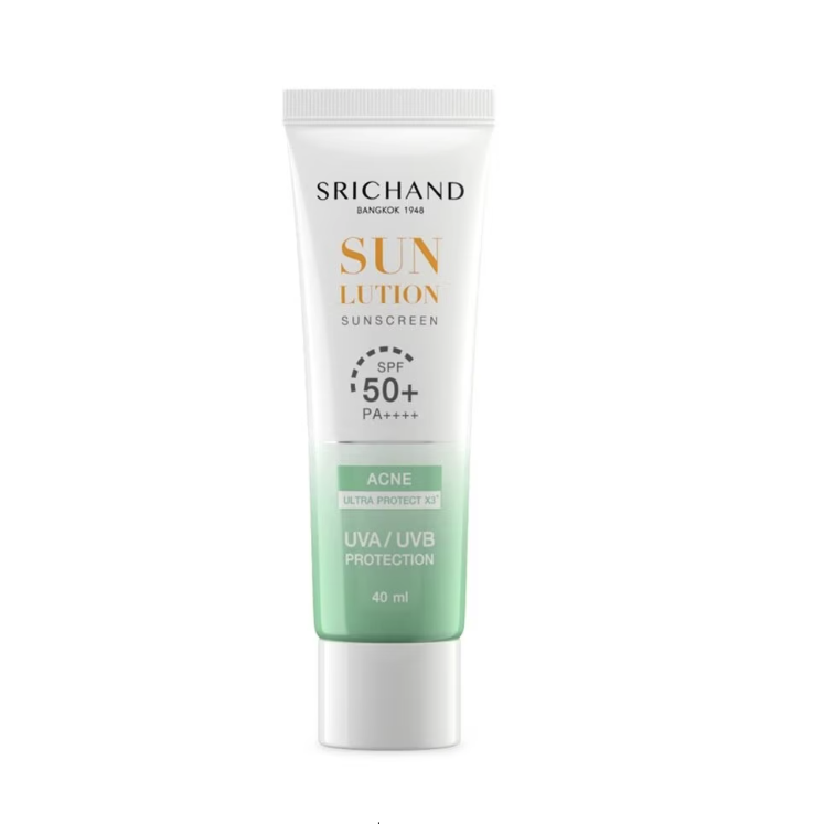 SRICHAND Sun Lotion ศรีจันทร์ ซันลูชั่น แอคเน่ แคร์ ซันสกรีน SPF50+ PA++++ 40 มล.