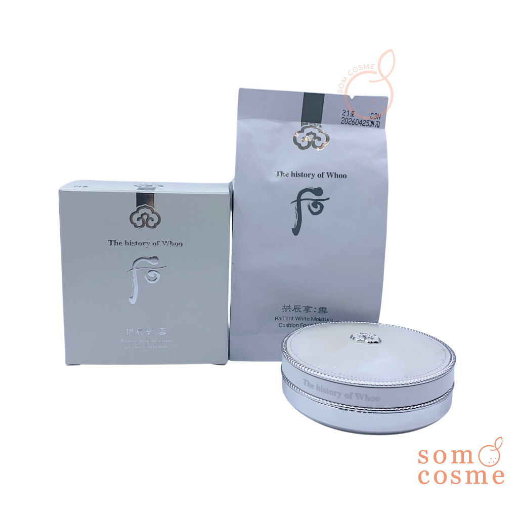 The History of Whoo Radiant White Moisture Cushion Foundaiton Spf50+/pa+++ 13g+Refill 13g. #สี 21
