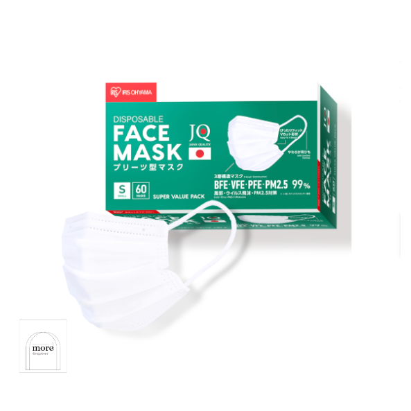 IRIS Ohyama หน้ากากอนามัย Disposable Face Mask Size S 60 ชิ้น# WHITE สีขาว