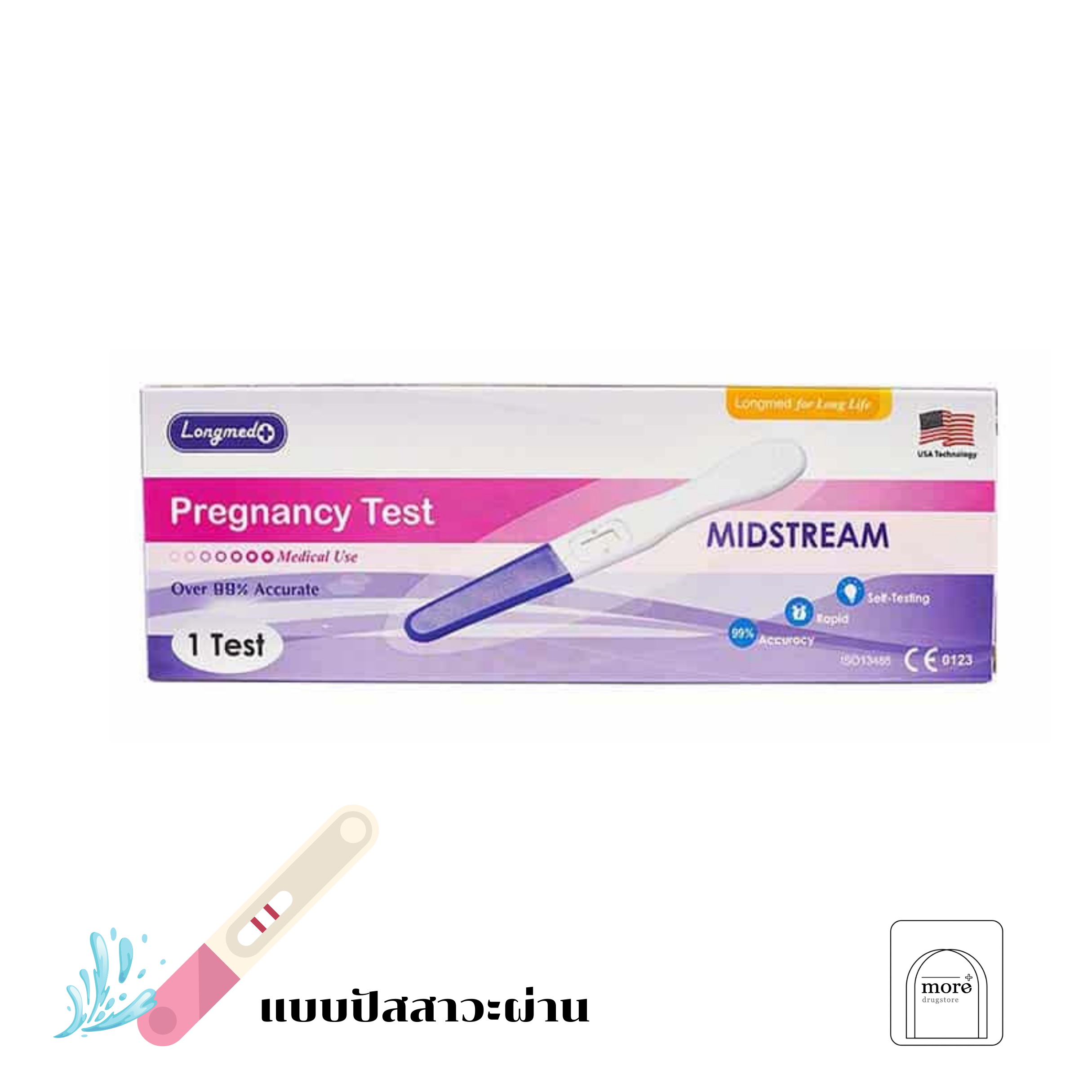 Longmed pregnancy test ที่ตรวจครรภ์ แบบปัสสาวะผ่าน